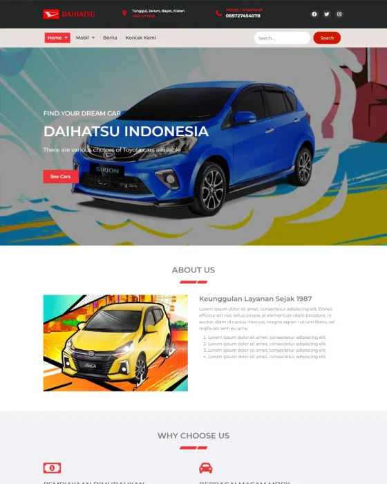 Website dealer mobil - Desain 1