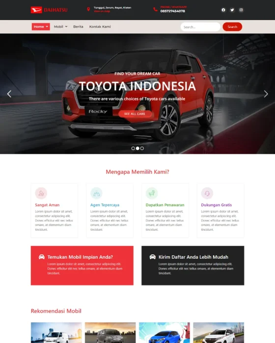 Website dealer mobil - Desain 2