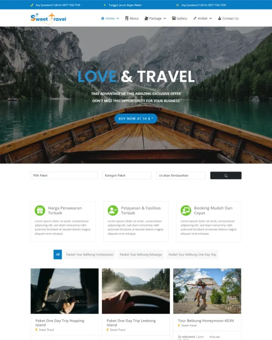 Website Tour & Travel - Desain 1