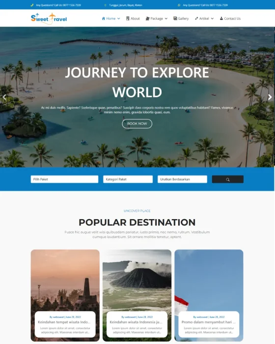 Website Tour & Travel - Desain 5